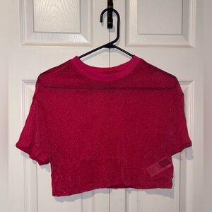 SHEIN NWOT Fuchsia Sheer Crop Top